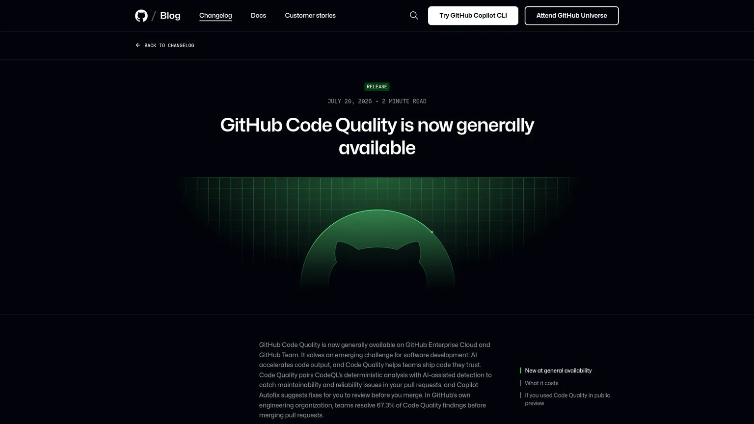 GitHub Code Quality finding and Copilot Autofix suggestion on a pull request