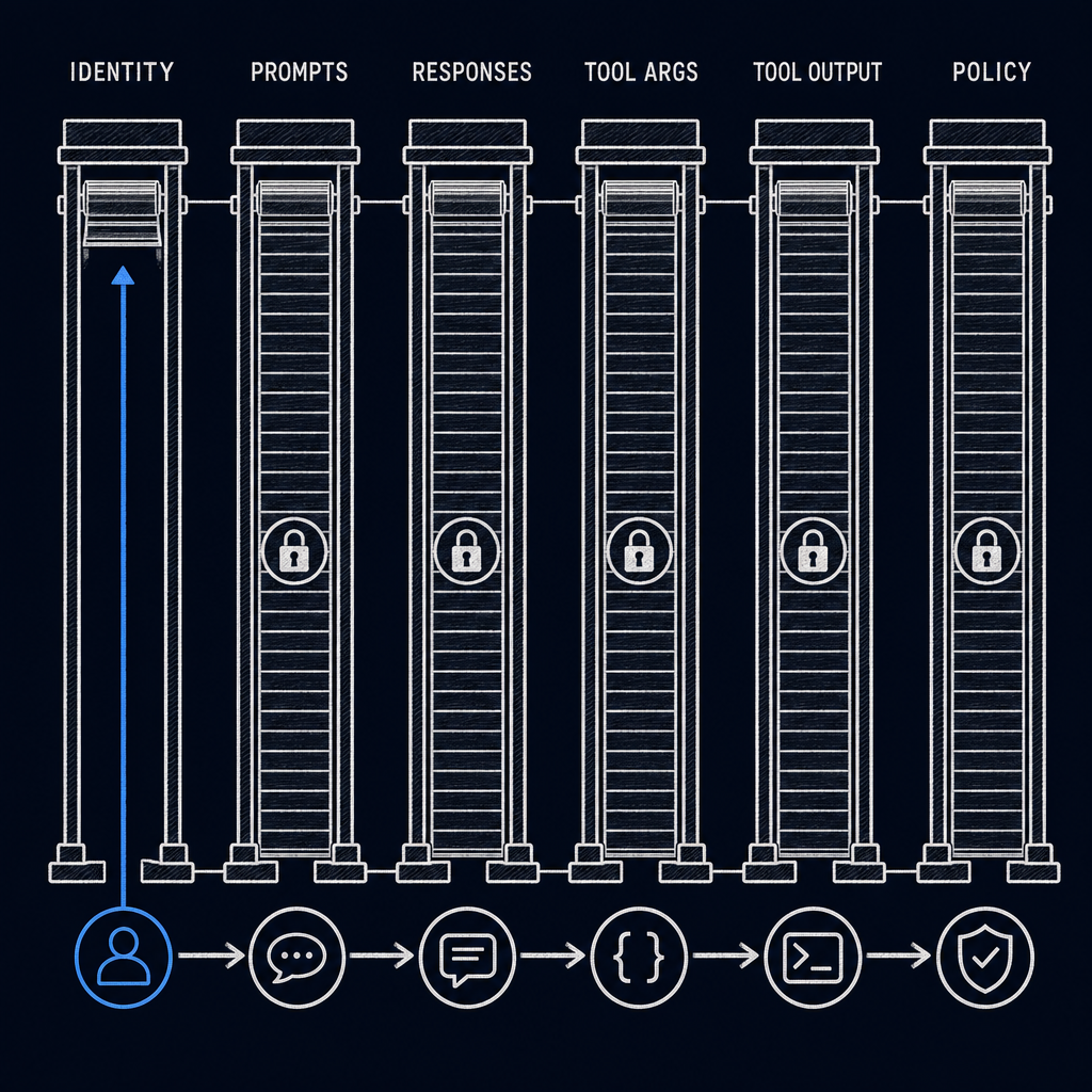 Six separate telemetry shutters show identity open while five content paths remain closed