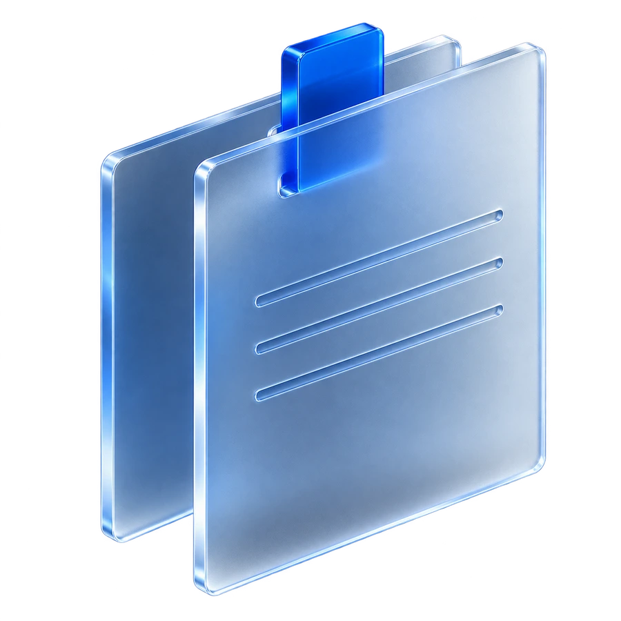 Two evidence plates joined by a single blue retaining tab.