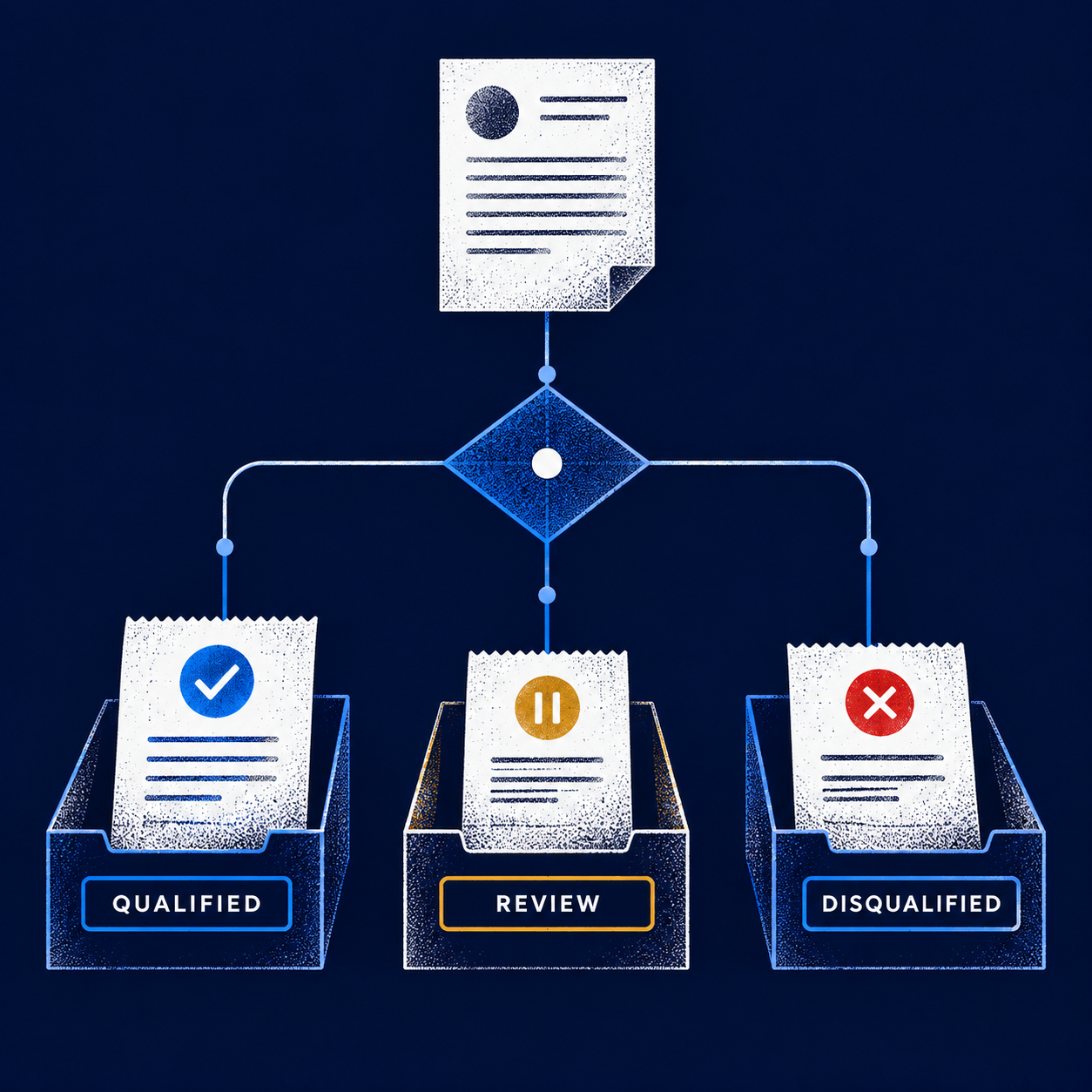 Three outcome contract for qualified, review and disqualified lead records
